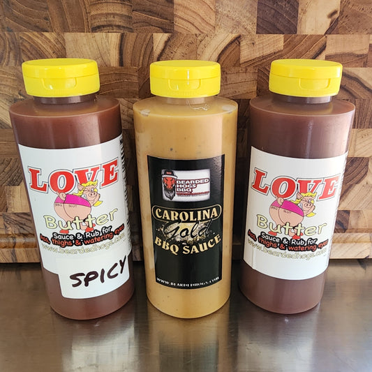 12oz Carolina Gold, Love butter Original & Spicy BBQ Sauce